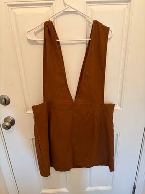 SHEIN Curve Rust Brown Pinafore Dress